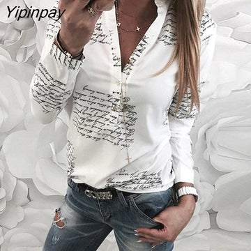 Yipinpay Print Button Design Casual Shirt Womens Tops and Blouses